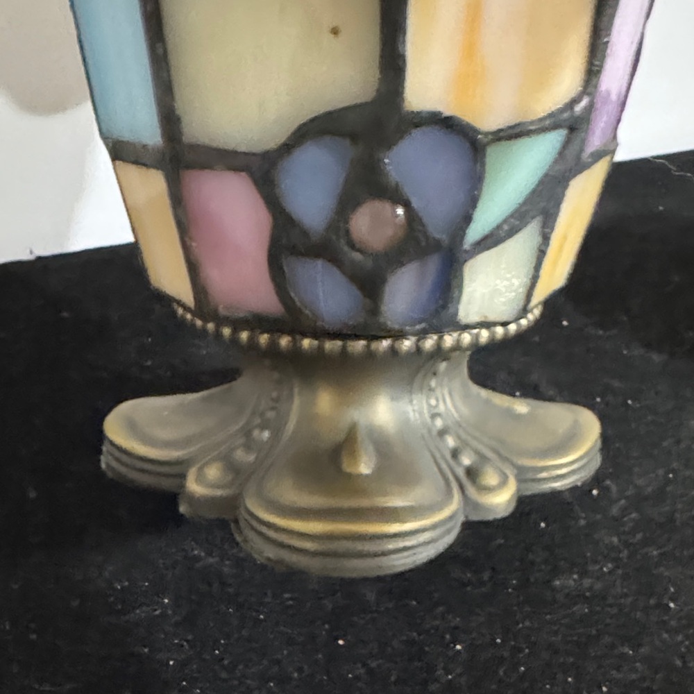 PartyLite Hydrangea Tiffany Style Stained Glass Votive Tea Light Candle Holder - Picture 9 of 10